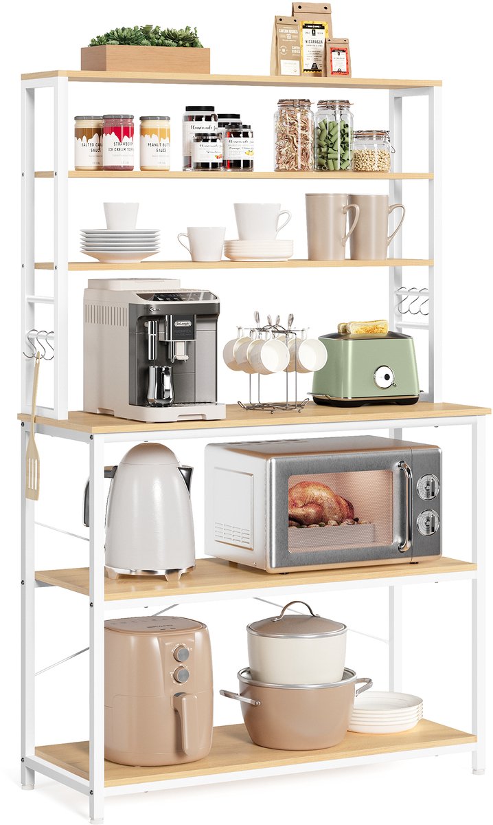VASAGLE - Kruidenrek - 6 Legplanken - 6 Haken - Stalen Frame - Industrieel Design
