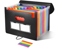 25-vaks uitbreidbare accordeonmap met veilige koordsluiting en regenboogdesign