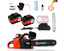 Accu-kettingzagen, 12 inch elektrische kettingzaag, 2 * 4000 accu’s, 1 rechte ketting + 1 reserveketting, kettingzaag 1000 W