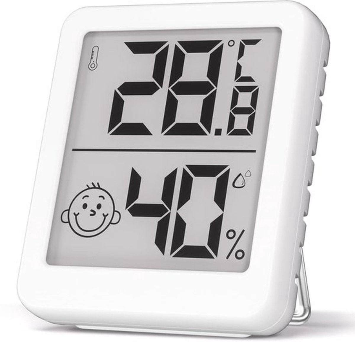 Hygrometer - Weerstation - Luchtvochtigheidsmeter - Thermometer Voor Binnen - Binnenthermometers - Compacte Thermometer en Hygrometer - Vochtigheidsindicator - Voor Het Bewaken Van Huizen en Babykamers - Wit