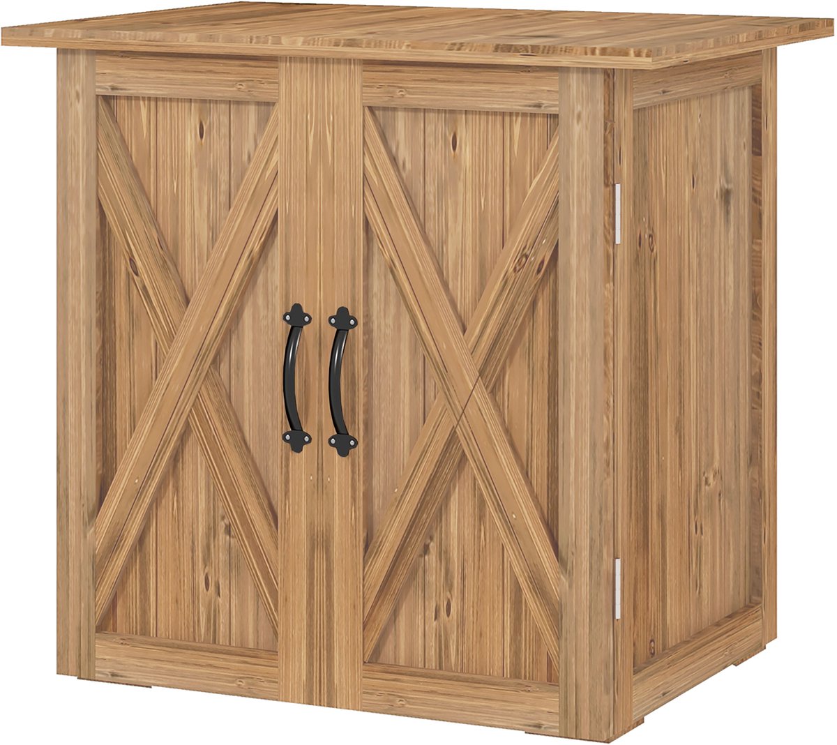 Killogood Tuinschuur - dubbele deur - magneetsluitingen - weervast - natuurlijk hout - 77B x 55D x 72H cm - bruin