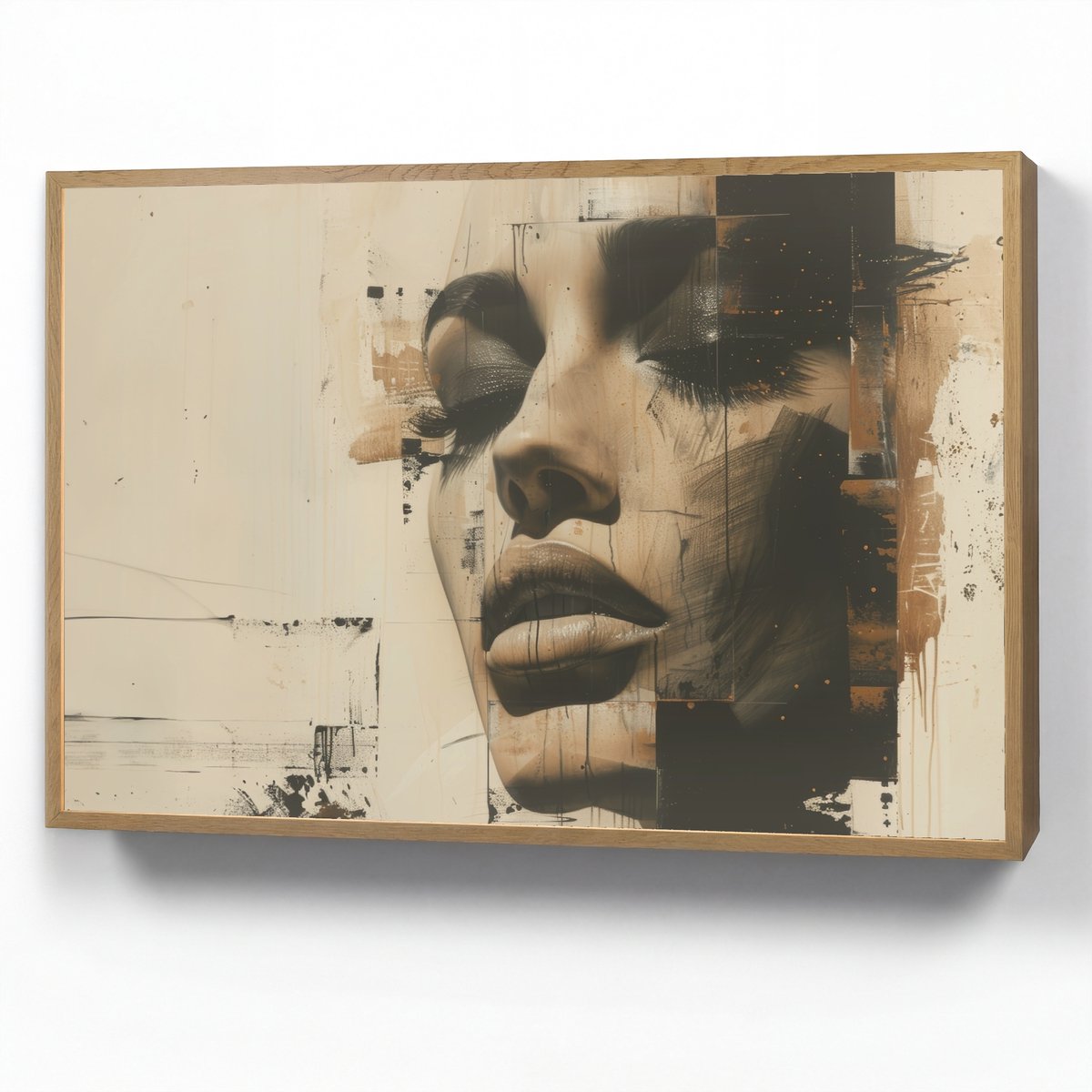 Wandlamp 90x60 cm - Oplaadbaar - Vrouw - Gezicht - Abstract - Kunst - Wandlampen binnen wo