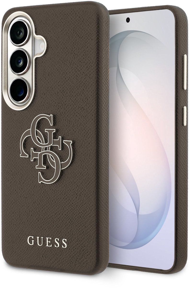 Guess PU 4G Resin Metal Logo Backcover - Geschikt voor Samsung Galaxy S26 Plus - Bruin