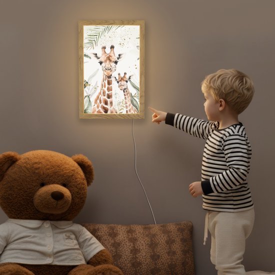 Nachtlampje 20x30 cm - Kinder lamp - Giraffe - Natuur - Kinderen - Dieren - Tafellamp kinderkamer - Slaapkamer lamp - Bedlamp kinderen - Kinderlampje stopcontact - Wandlamp babykamer - Nachtlampjes van Merkloos — afbeelding 5
