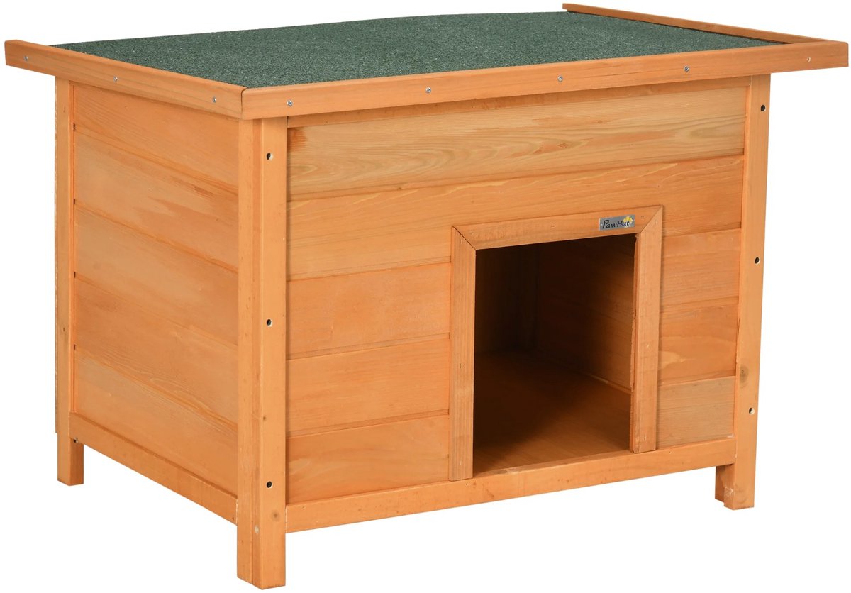 Archi Hondenhok - Hondenbench - Openklapbaar Dak – Weersbestendig Bitumendak – Verhoogde Vloer – Natuur / Groen – 82 × 58 × 58 cm