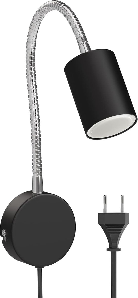 Leeslamp Zwanenhals - Flexibele Lamp - Gericht Lezen - Inclusief LED Lamp - 8x3x48cm - Mat Zwart