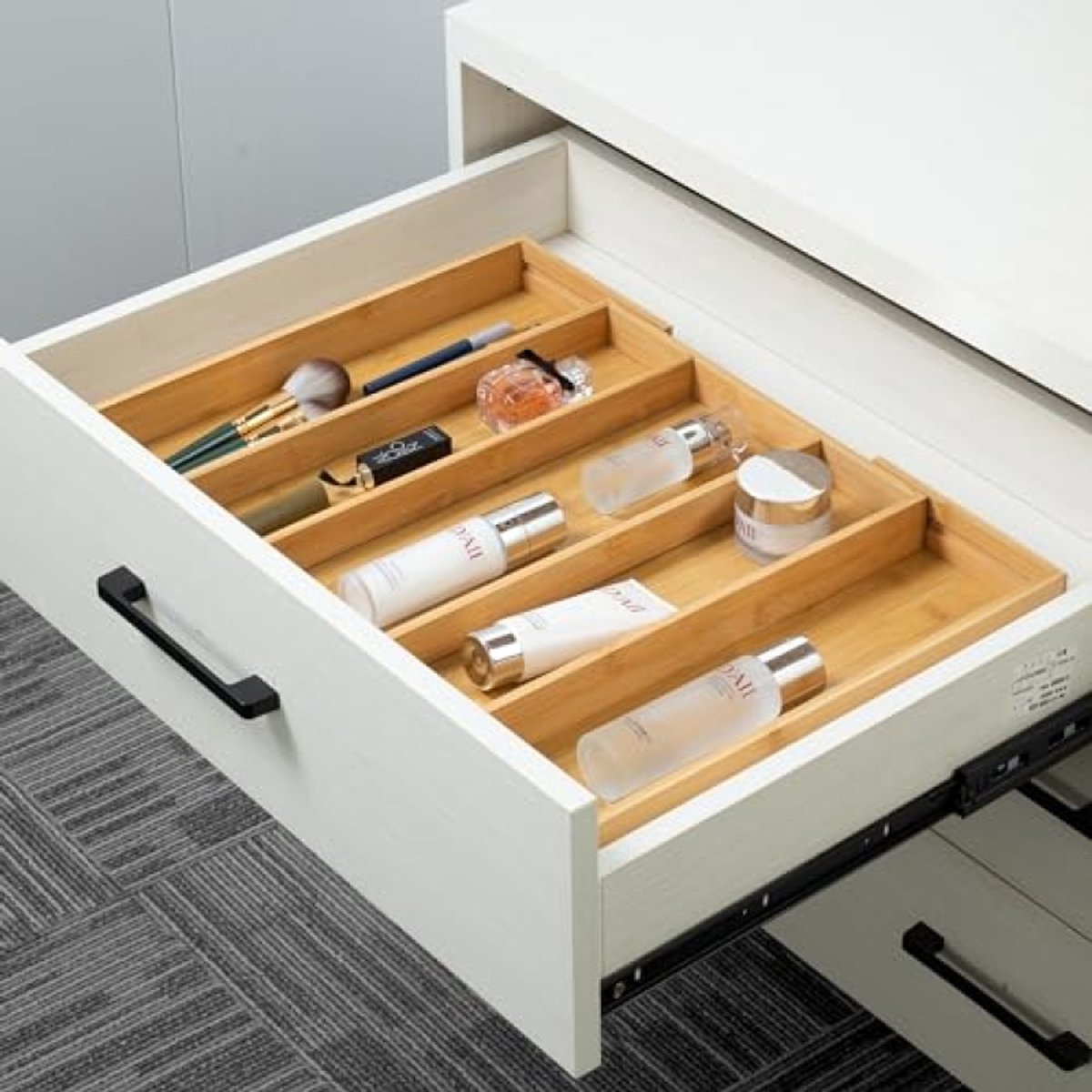 Bamboe Uitschuifbare Bestekorganizer - Aanpasbaar Bestekhouders - 3 tot 5 Compartmenten