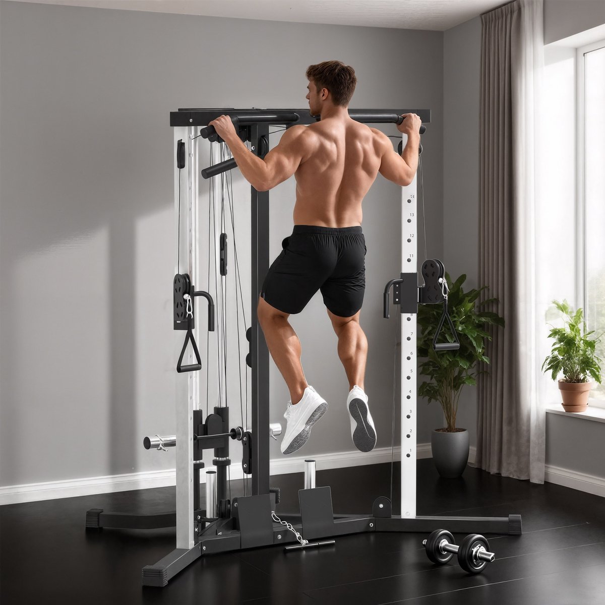 SPORTNOW Multi-Exercise Gym Station - Staal - 170x139x200cm - Zwart — cadeau in Sport & Outdoor - foto 3