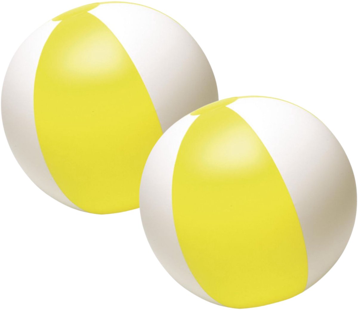 Impression Strandbal - 2x - opblaasbaar - zwembad speelgoed - geel/wit - D26 cm