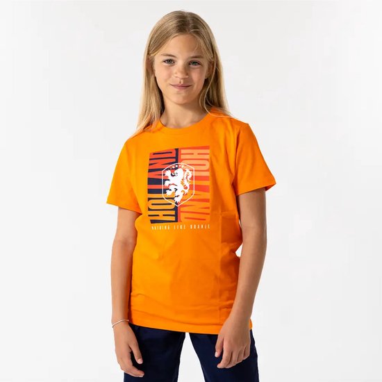 T-shirt Équipe Nationale des Pays-Bas Grand Logo Enfants - Taille 152 - Orange - Garçons & Filles - KNVB - Vêtements de Fans - Marchandise Officielle - Football