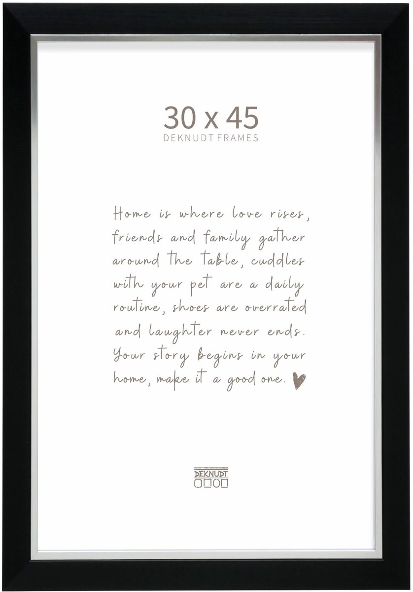 Deknudt Frames fotolijst S45VH2 - zwart met zilverbies - foto 30x45 cm