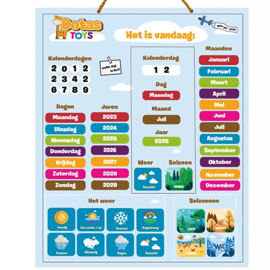DotasToys Magnetische Kinderkalender Montessori – Educatieve Kalender Kinderen 2026 – Wandkalender – Koelkast & Muur Ophangen – Speelgoed Kind 4-7 Jaar