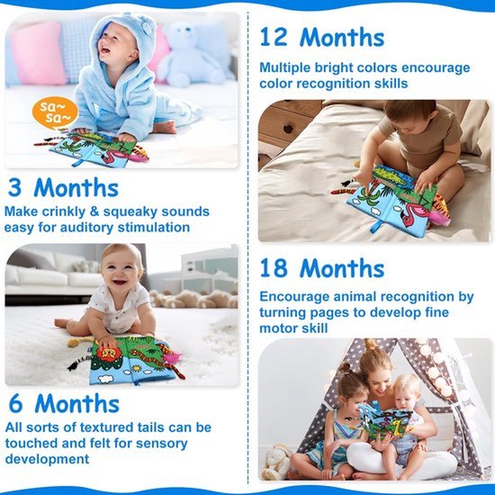 2 stuks babyvoelboeken - zachte knisperende stoffen boeken om aan te raken - interactieve boeken voor vroeg leren - essentiële spullen voor pasgeborenen - speelgoed voor baby's - cadeaus voor 0, 3, 6 en 12 maanden — afbeelding 4