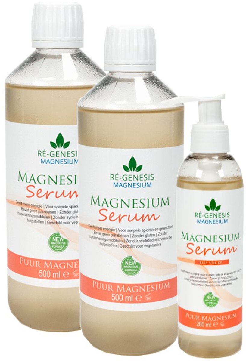 Magnesium Serum - Gel - van Ré-genesis |  Voordeelpakket - 1000 ml navulfles - en - 200 ml pompfles