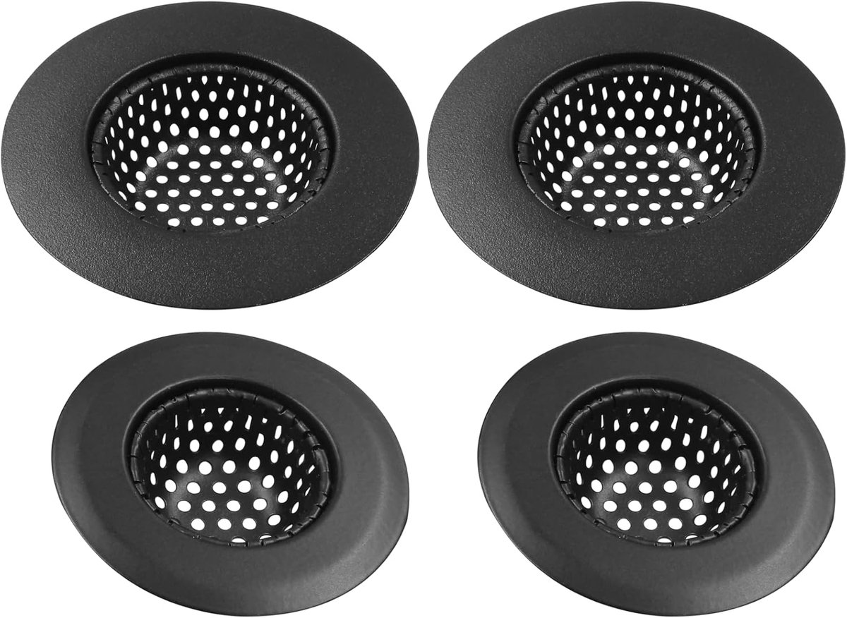 Wastafel Afvoerzeef - Douchegootfilter Haarvanger - Verstopte Afvoer Voorkomen - Roestvrij Staal Dik Materiaal - 5.5cm tot 7.5cm - Zwart