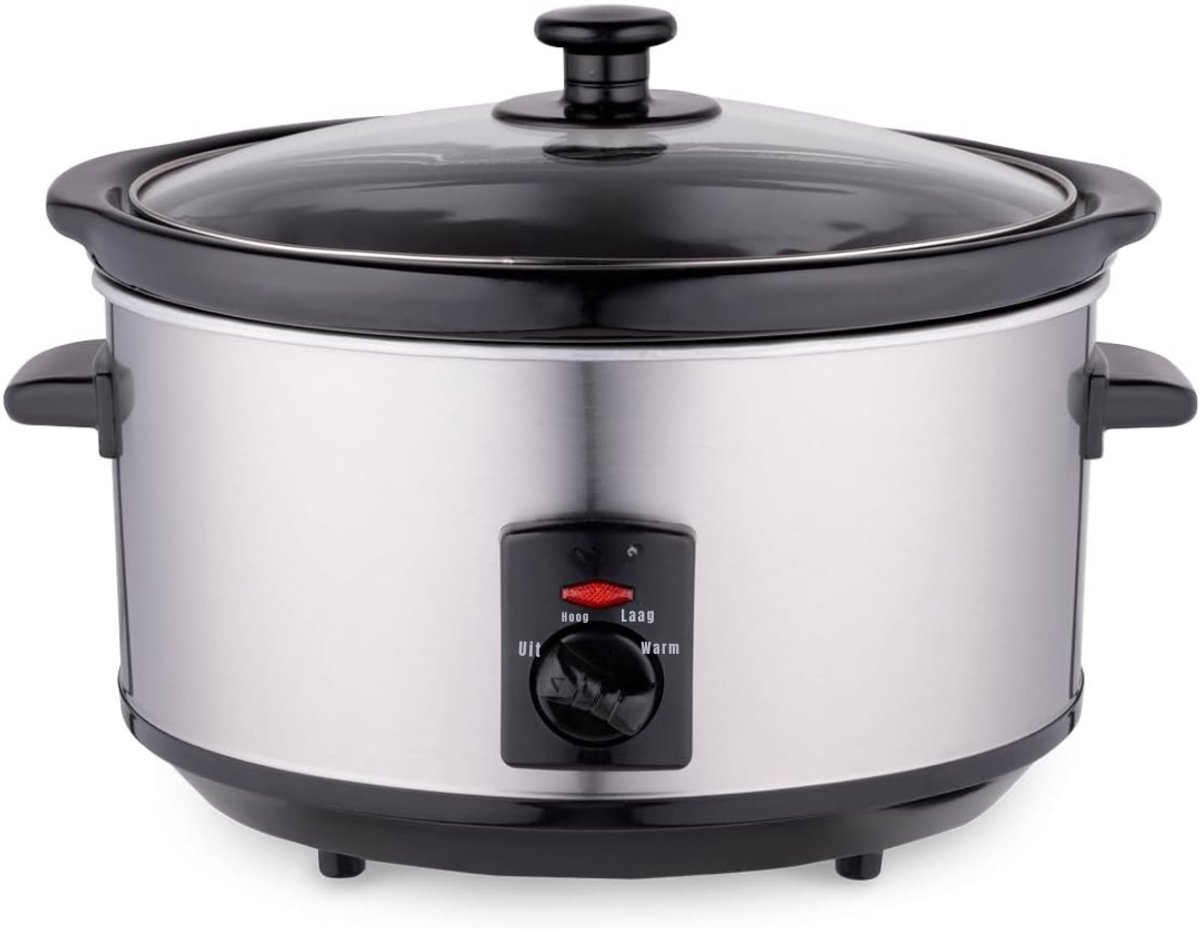 RONN® Slowcooker met timer - Slowcooker - Crockpot - Zilver - 33cm x 23cm x 25cm