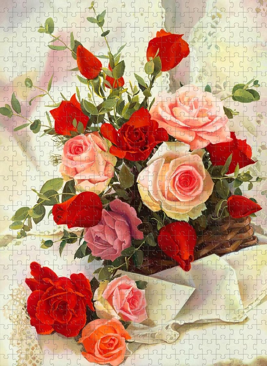 Houten Legpuzzel - Bloemen Puzzel - Ontspanning Thuis - 1000 Stukjes - 75x50cm - Bloemenprint