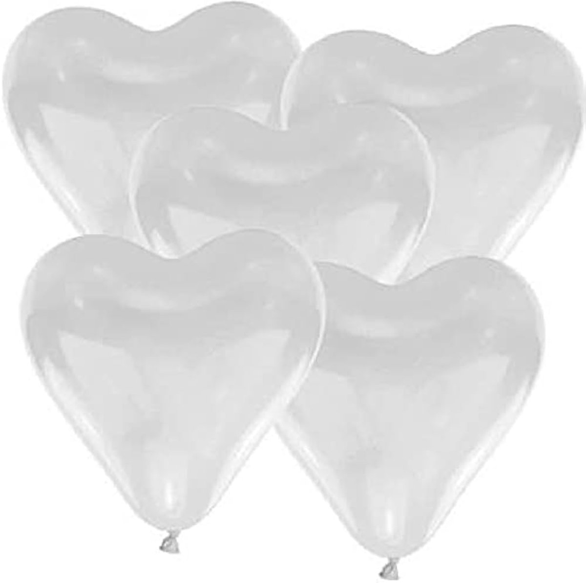 6x ballonnen hart - Hartvorm - Verjaardag - Feest - Versiering - Decoratie - Heart balloons - Romantisch - 25 cm - Wit - Valentijn - Verjaardag - Jonyx