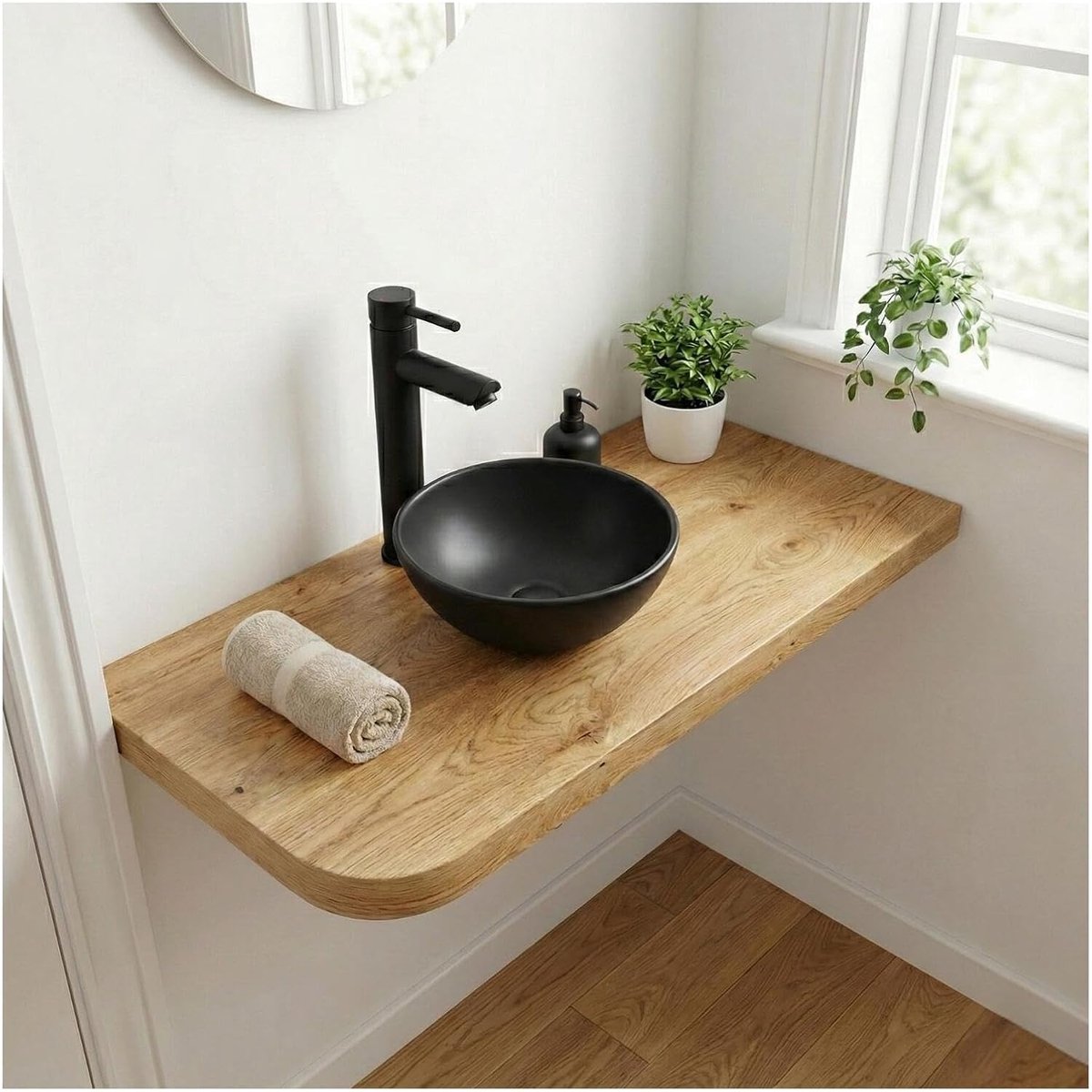 Ronde Wastafel - Handwasbak Keramiek - Badkamer Interieur - Mat Zwart Afwerking - 26cm Diameter