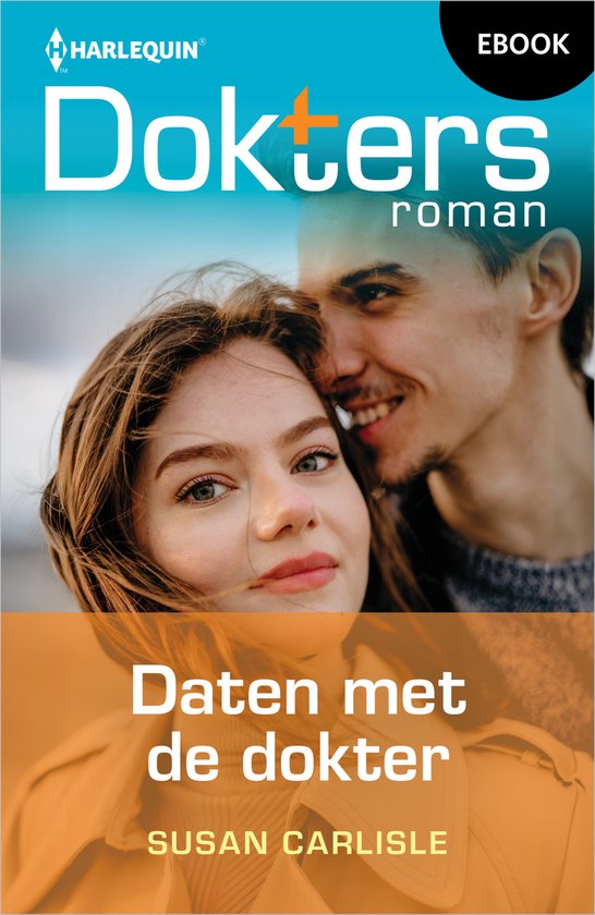 Ebook: Doktersroman, Daten met de dokter door Susan Carlisle. Close-up van een lachend stel.