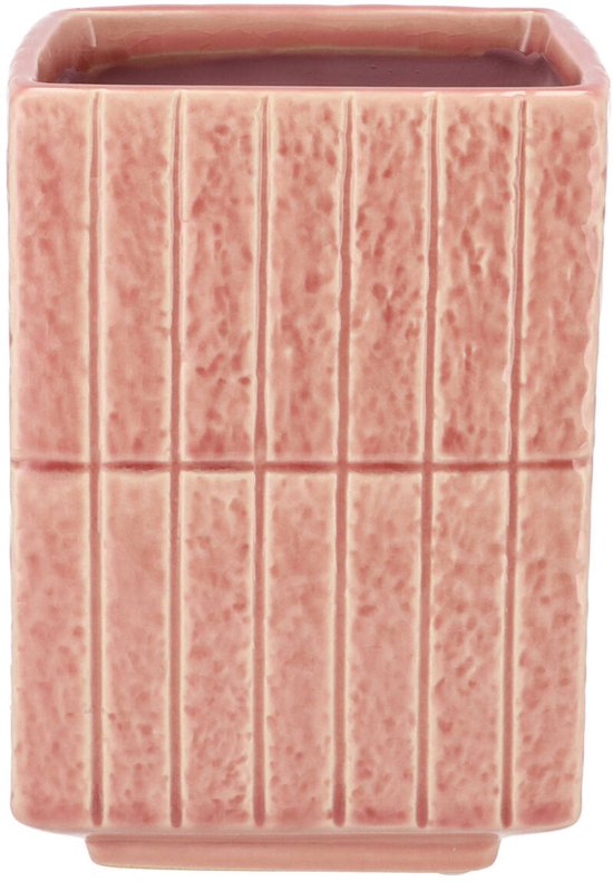 Vaas Mirre oud roze cube bloempot 15x15x20cm