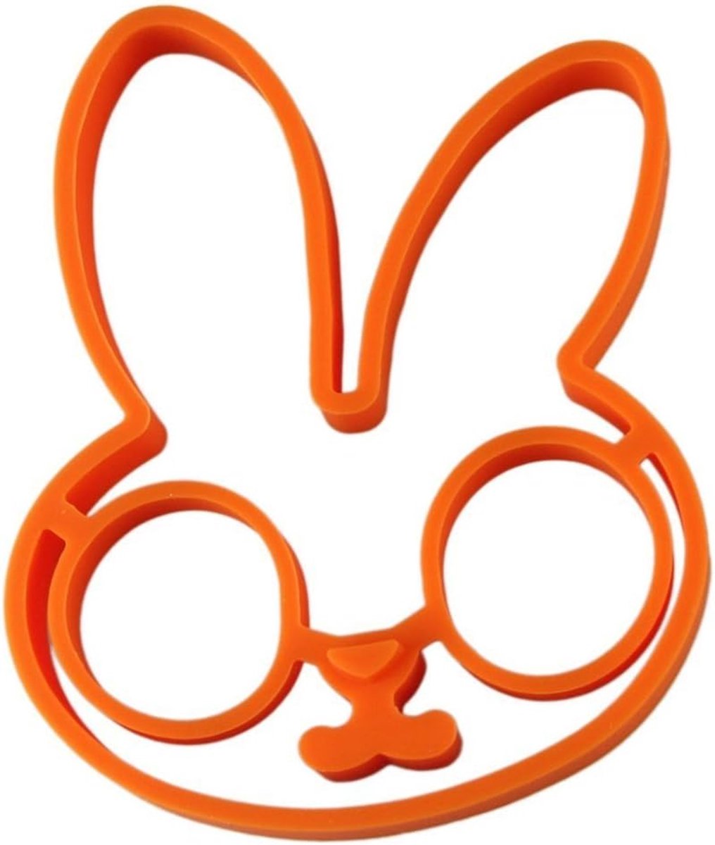 Siliconen Eiermal - Vorm Ring - Ontbijt Maken - Konijn Vorm - Set Van 2 - Oranje