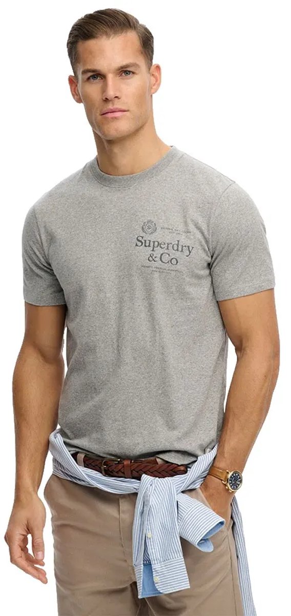 Superdry T-shirt 1954 Company Relaxed Tee M1012392a C90 Vintage Marl Mannen Grijs