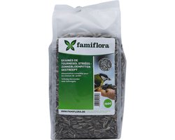 Famiflora Gestreepte Zonnebloempitten - 750g Zak - Klassiek Vogelvoer - Voeding voor tuinvogels - Wintervoer