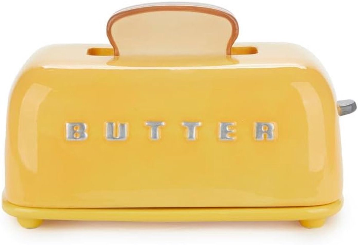 Botervloot - Boterbakje - Keuken Decoratie - Retro Broodrooster Vorm - 250g Capaciteit - Geel