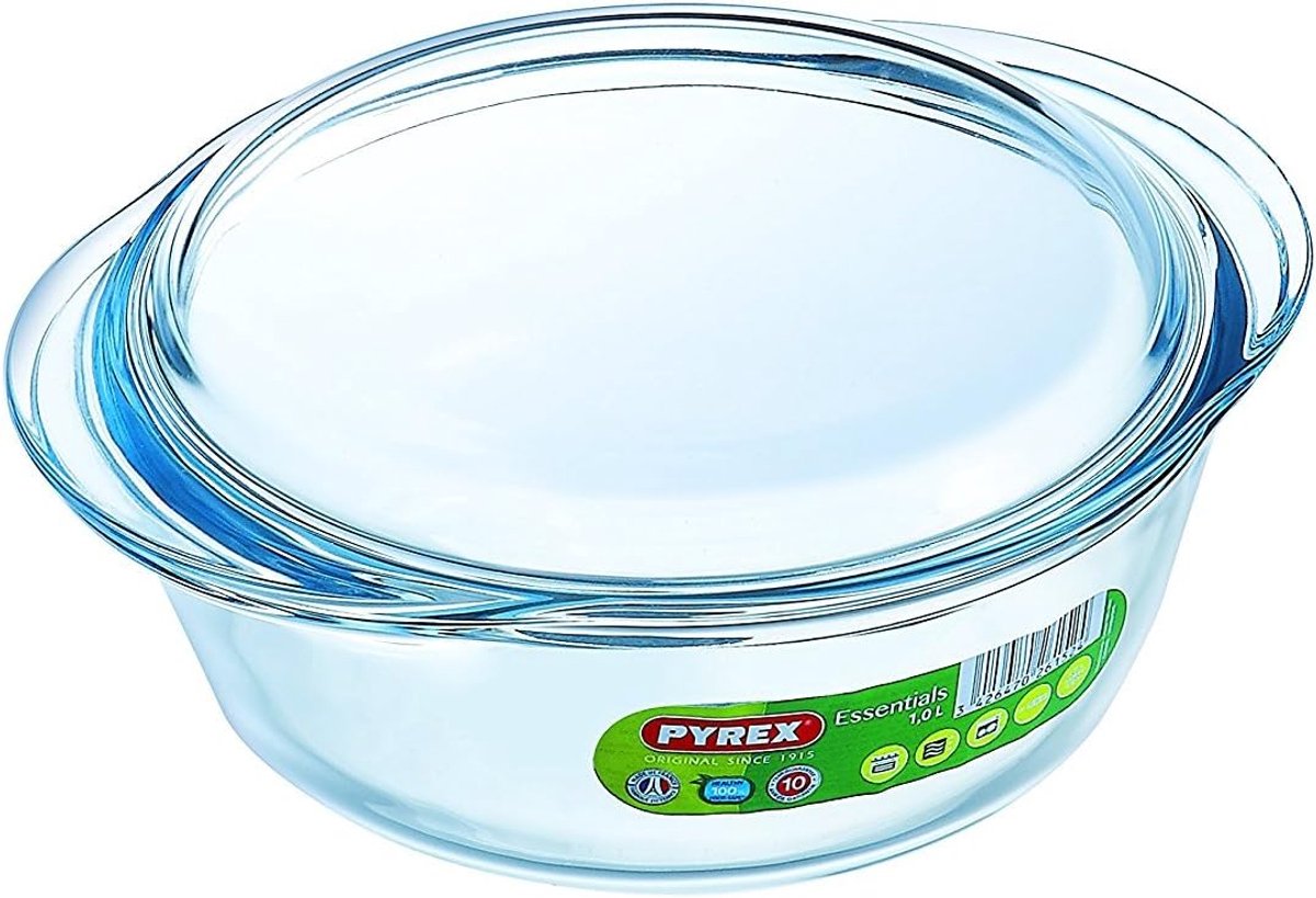 Glazen Ovenschaal - Ronde Bakvorm - Oven en Magnetron - Hoge Temperatuur Weerstand - 1.1 Liter Capaciteit - Transparant