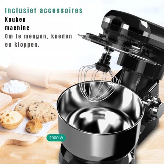 RONN® Mixer met mengkom - Mixer - Mixer met mengkom keukenmachine - Zwart -‎39cm x 24cm x 32cm van Merkloos — afbeelding 3