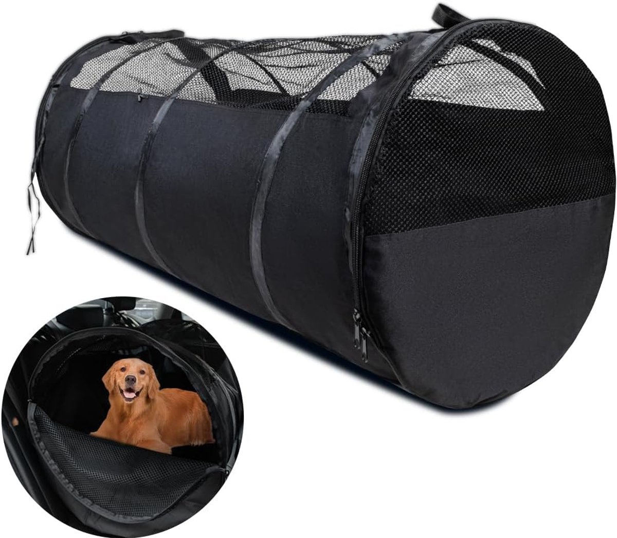 Reis Kooi - Huisdier Transport - Veilig Reizen - Opvouwbaar Ontwerp - 119x61x61 cm - Zwart