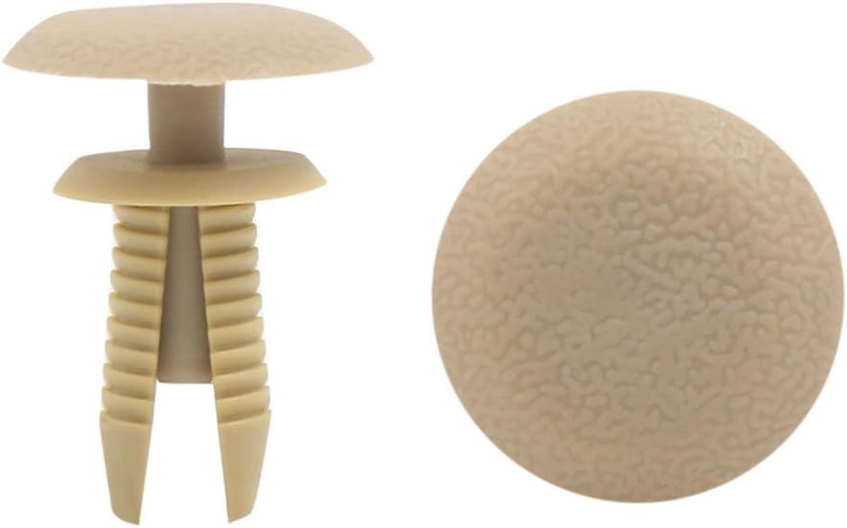 Plastic Klinknagels - Bevestigingsclips - Auto Reparatie - Universele Pasvorm - 8 mm Gatdiameter - Beige