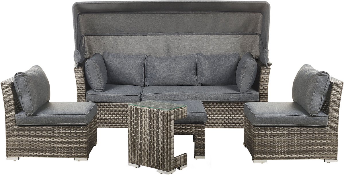 Beliani CORTE - Loungeset voor 6 - Bruin - PE rotan