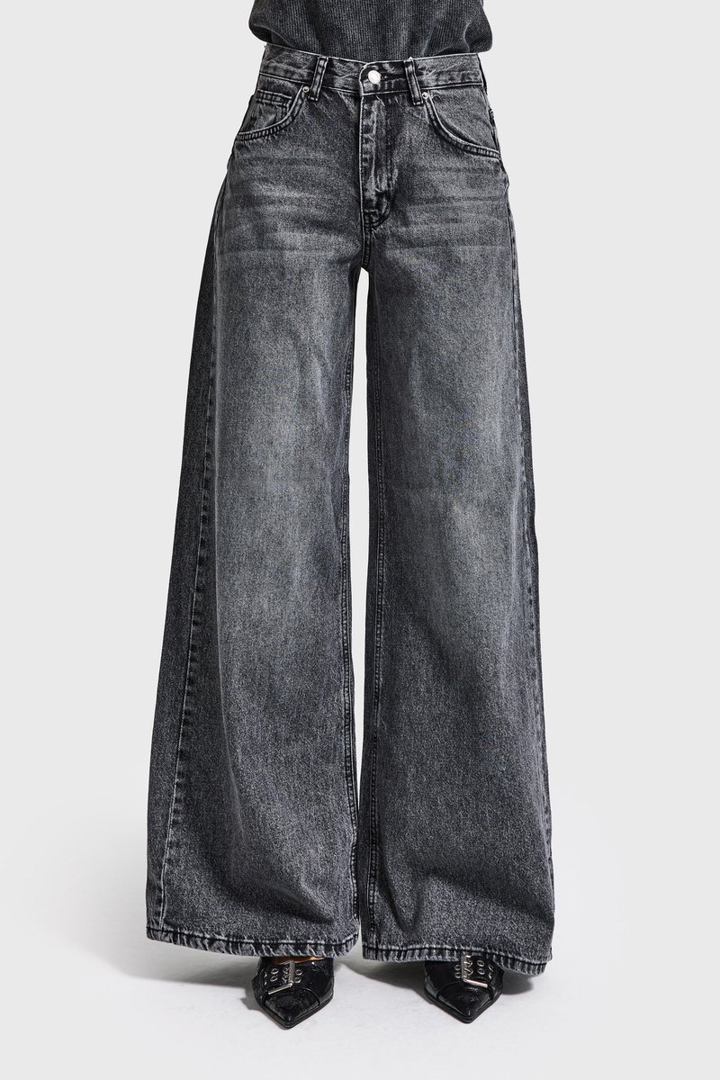 It's Basic - ELENA PALAZZO MID RISE JEANS - GRAY