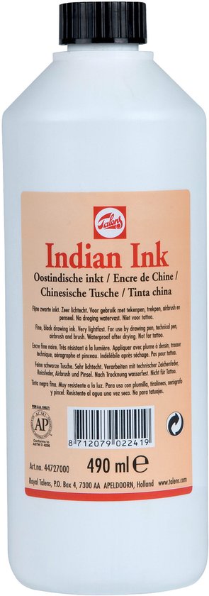 Talens Oostindische Inkt Fles 490 ml Zwart 700