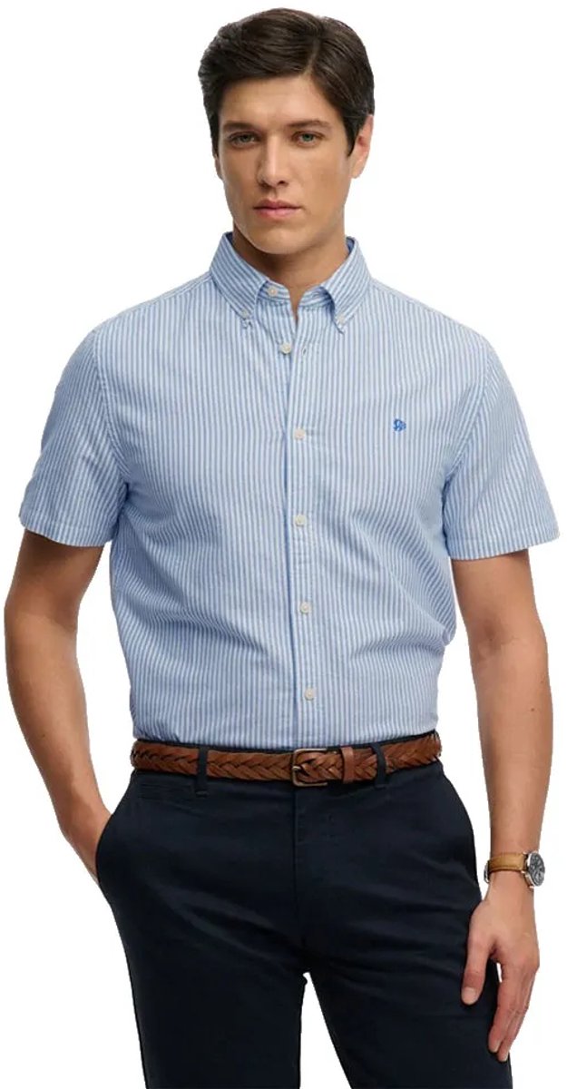 Superdry Preppy Oxford Overhemd Met Korte Mouwen 3XL Man Blauw