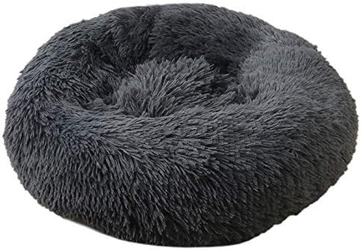 Huisdierbed - Hondenmand Kattenmand - Ontspannen Slapen - Zachte Donut Vorm - 80x70x15cm - Donkergrijs