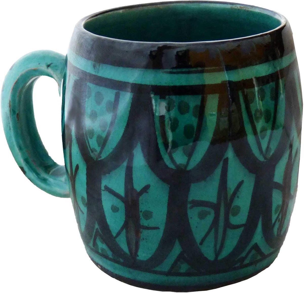 Keramische Mok - Beker Decoratie - Koffie Thee - Handgeschilderd Uniek - 7 x 5.5 cm - Groen