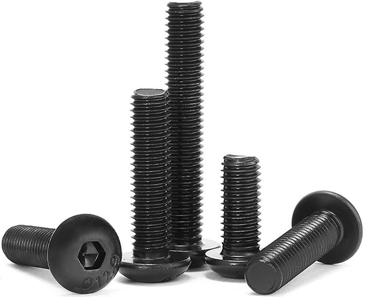 Ronde kop schroeven - Zeskantbouten machinebouten - Machine montage - Hoge treksterkte koolstofstaal - M6x12mm 20 stuks - Zwart