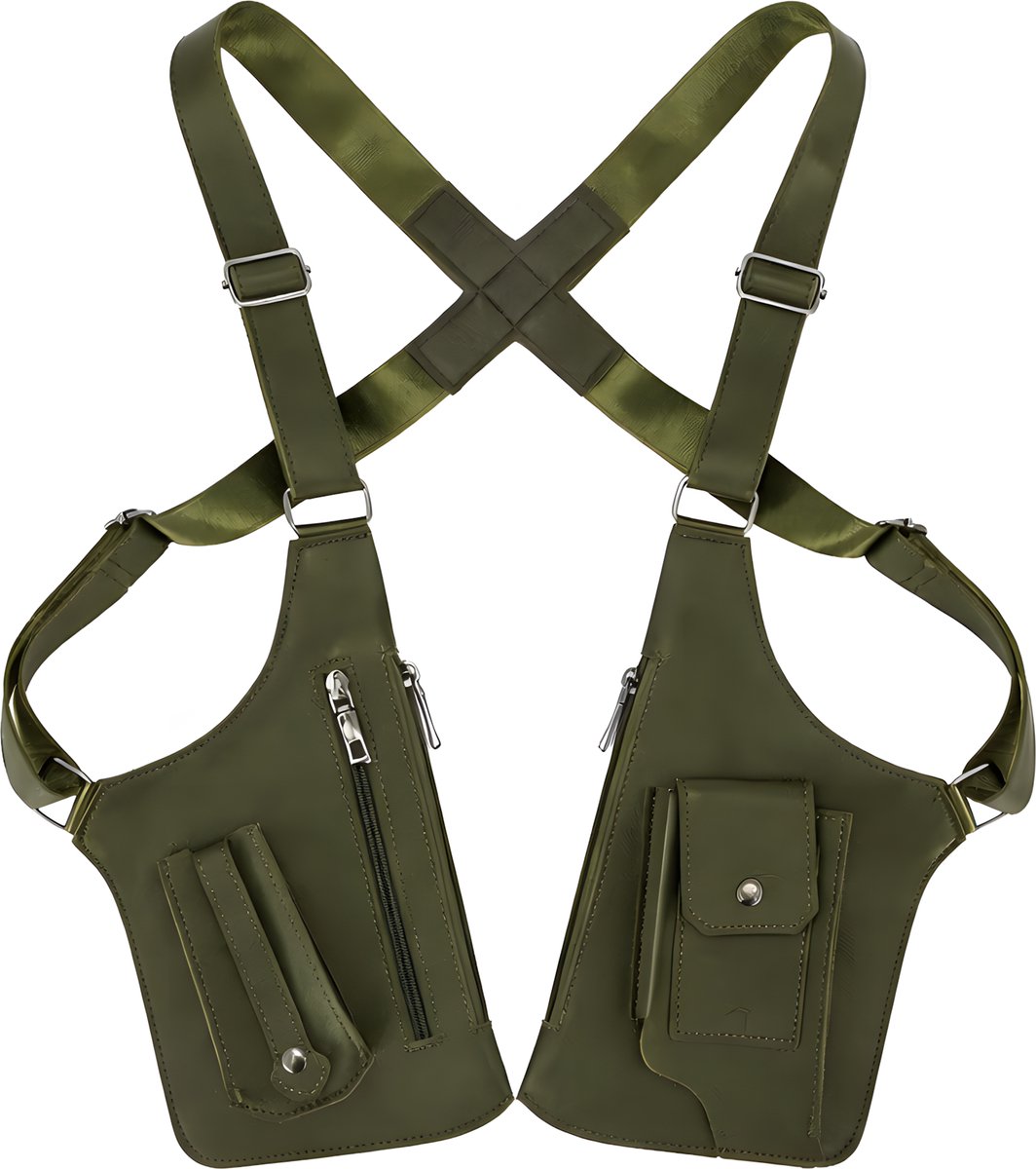 Kahil Schoudertas Heren Crossbody Anti-diefstal - Verborgen Rits - Verstelbaar - Olijfgroen