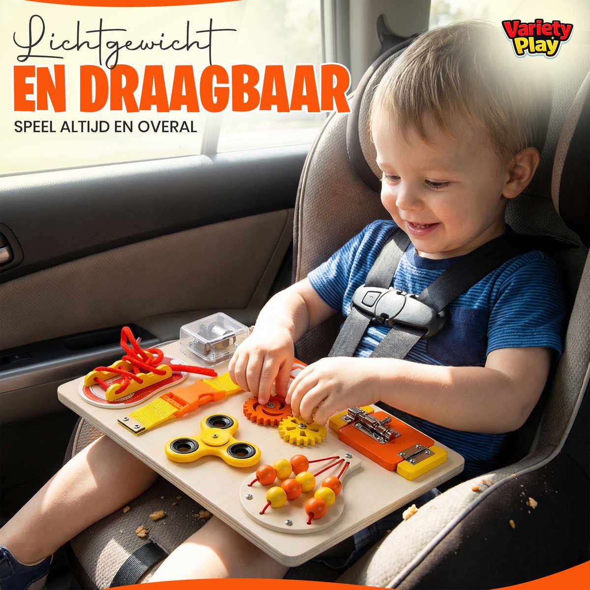 Montessori Busy Board – Educatief Houten Activiteitenbord – Reisspeelgoed - Sensorisch Speelgoed voor Baby & Peuter – Fijne Motoriek Ontwikkeling — afbeelding 5