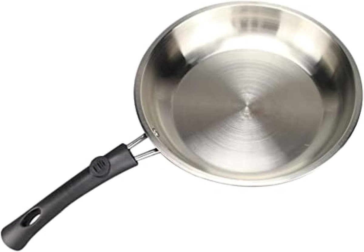 Keuken koekenpan Antiaanbakpan RVS Koken op inductie Ovenbestendig materiaal 22cm diameter Zilver