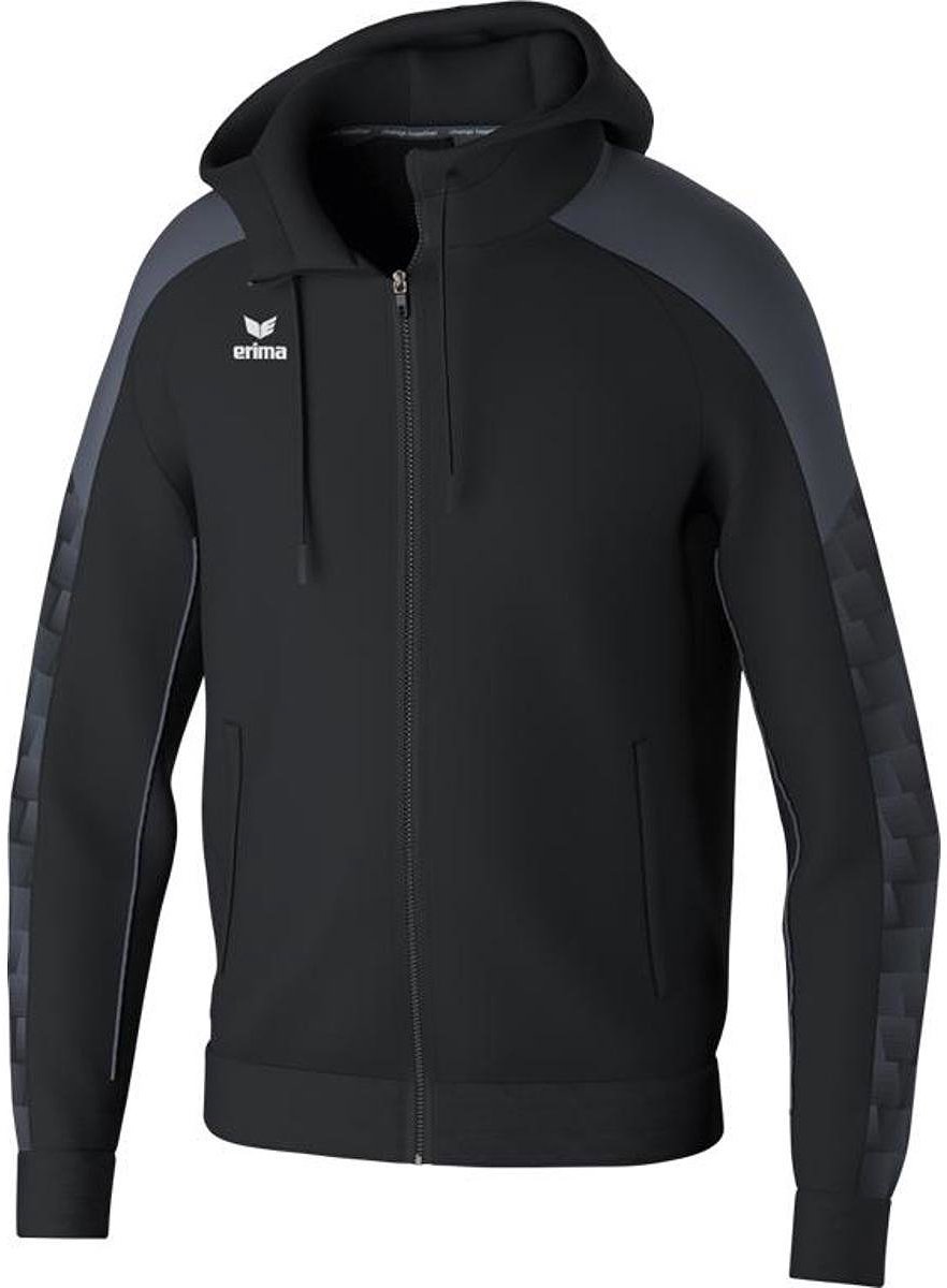 Erima Evo Star Trainingsjack Met Capuchon Heren - Zwart / Slate Grey | Maat: 3XL