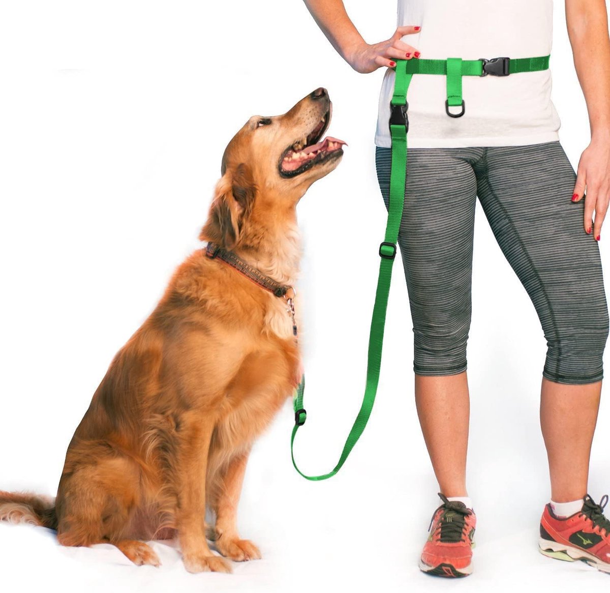 Handsfree Hondenriem - Verstelbare Riem - Hardlopen Wandelen - Gemaakt in VS - Large Riem - Groen