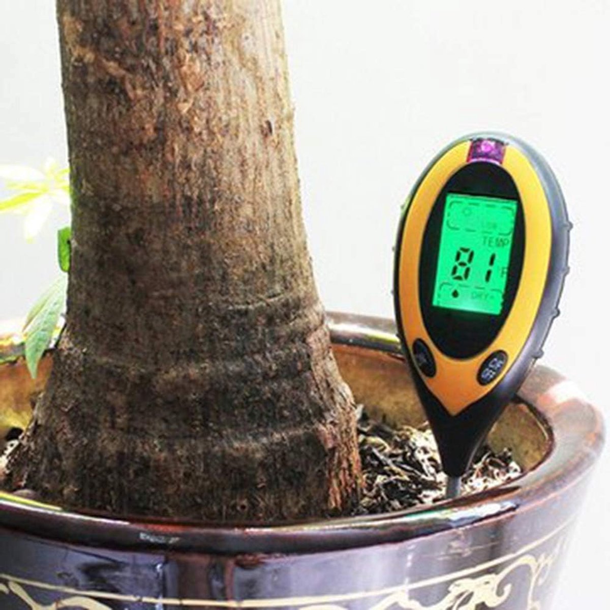 Bodemtester 4-in-1 - Grondmeter Vochtigheid - Plantenverzorging Tuin - Meet Vocht PH Zon - 32cm Sensor 20cm - Zwart