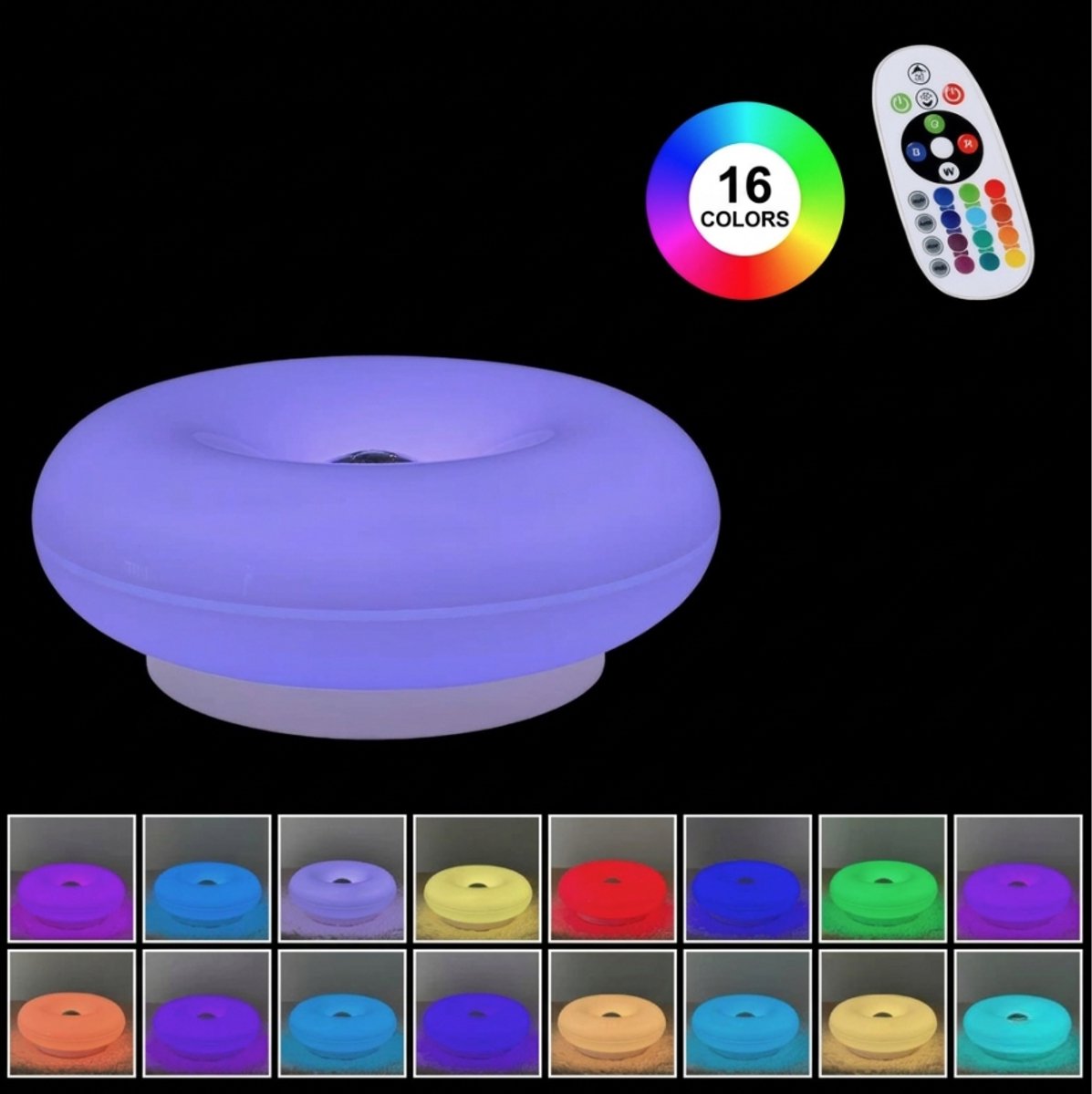 SCM® Donut Lamp RGB Wandlamp - Met afstandbediening - Dimbaar Tafellamp- Oplaadbare Wandlamp- Aesthetic Sfeerlamp 70s Midcentury - Nachtlamp - Touch Control - Retro LED Lamp Zonder Boren - RGB