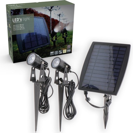 LED's light by Shada LED's Light Solar Tuinspots met afneembaar zonnepaneel - 2 Tuin spotjes met sensor