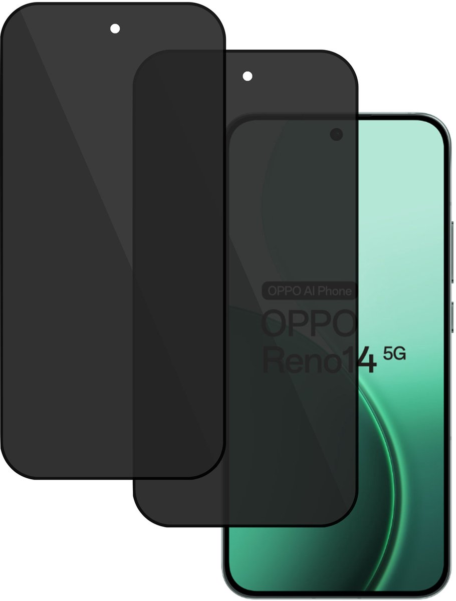 Proteq Privacy Screenprotector 2x geschikt voor OPPO Reno 14 5G – Gehard Glas – Anti Inkijk – Rounded – Proteqt+
