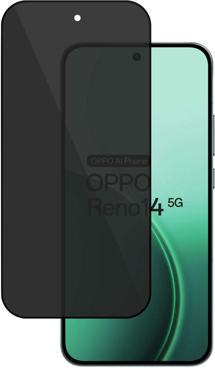 Proteq Privacy Screenprotector geschikt voor OPPO Reno 14 5G – Gehard Glas – Anti Inkijk – Rounded – Proteqt+